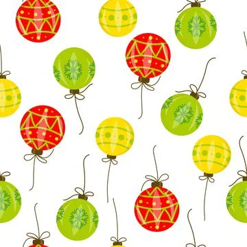 Seamless pattern with Christmas tree toys balls Stock Illustration