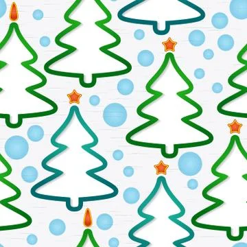 Seamless pattern with christmas-trees and snowflakes Stock Illustration