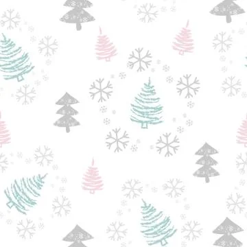 Seamless pattern with Christmas trees and snow Stock Illustration