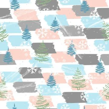 Seamless pattern with Christmas trees and snow. New year, holiday Illustrazione stock