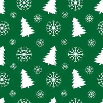 Seamless pattern. Christmas trees and snowflakes Illustrazione stock