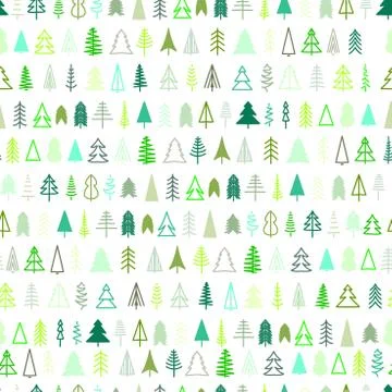 Seamless pattern. Christmas trees are various in the Scandinavian minimalistic Stock Illustration
