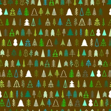 Seamless pattern. Christmas trees are various in the Scandinavian minimalistic Stock Illustration