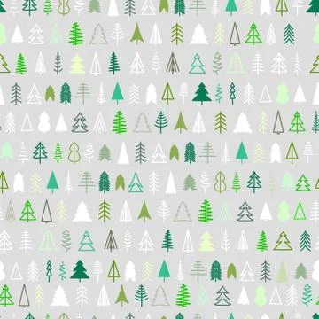 Seamless pattern. Christmas trees are various in the Scandinavian minimalistic Stock Illustration
