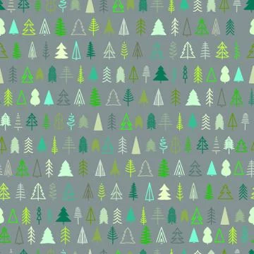 Seamless pattern. Christmas trees are various in the Scandinavian minimalistic Stock Illustration