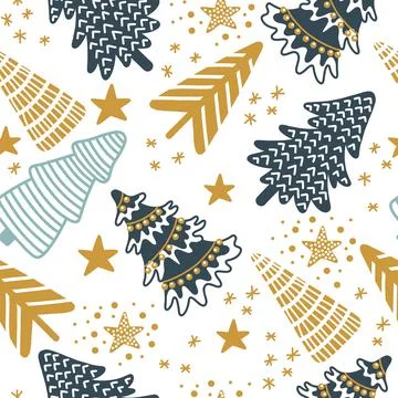 Seamless pattern christmas trees background vector illustration 스톡 일러스트