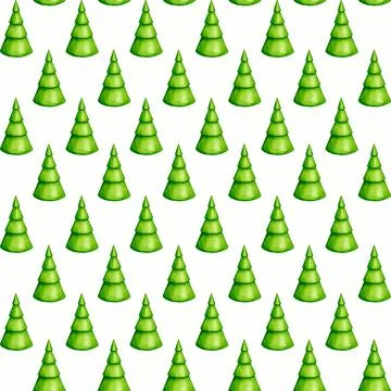 Seamless pattern with Christmas trees in cartoon style. Stock Illustration