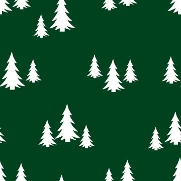 Seamless pattern with Christmas trees on a green background Stock Illustration