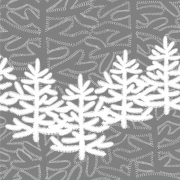 Seamless pattern with Christmas trees on a grey background Stock Illustration