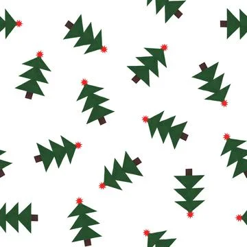 Seamless pattern with christmas trees. Hand drawn watercolor illustration for Stock Illustration