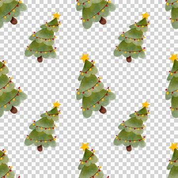 Seamless pattern with Christmas trees. Hand-drawn watercolor illustration. Stock Illustration