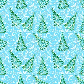 Seamless pattern with christmas trees Stock Illustration