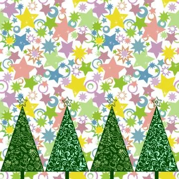 Seamless pattern with christmas trees Stock Illustration