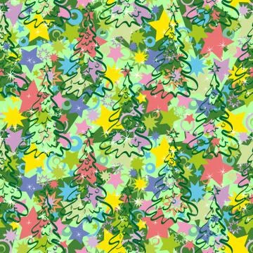 Seamless pattern with christmas trees Stock Illustration