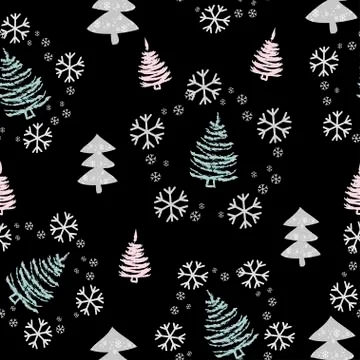 Seamless pattern with Christmas trees Stock Illustration