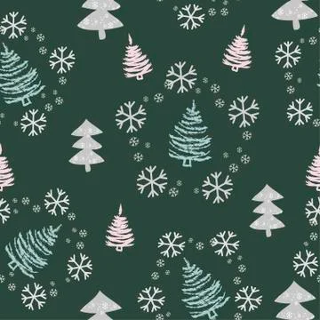 Seamless pattern with Christmas trees Stock Illustration