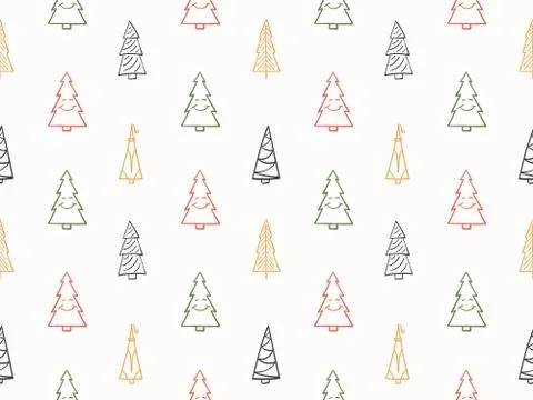 Seamless Pattern with Christmas Trees 스톡 일러스트