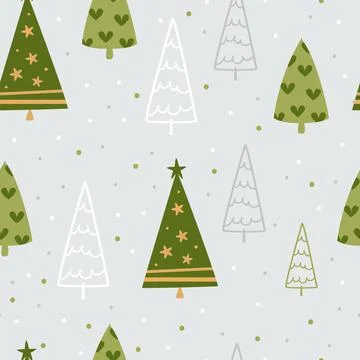 Seamless pattern with Christmas trees. Stock Illustration