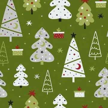 Seamless pattern with Christmas trees. Stock Illustration