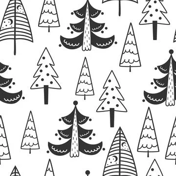Seamless pattern with Christmas trees. Illustrazione stock