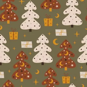 Seamless pattern with Christmas trees. Stock Illustration