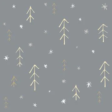 Seamless pattern with christmas trees in scandinavian style Stock Illustration