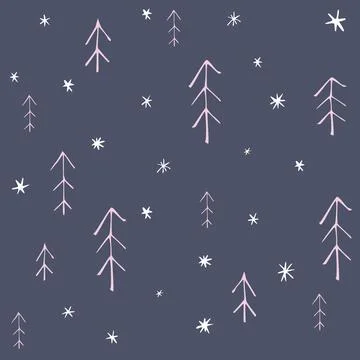 Seamless pattern with christmas trees in scandinavian style Stock Illustration