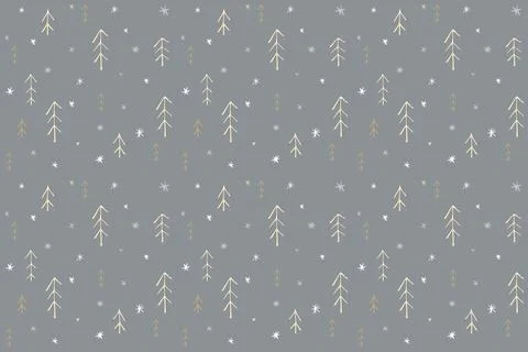 Seamless pattern with christmas trees in scandinavian style Stock Illustration