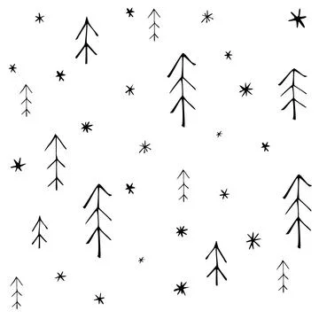 Seamless pattern with christmas trees in scandinavian style Illustrazione stock