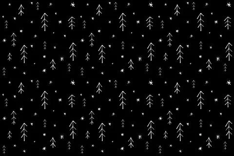 Seamless pattern with christmas trees in scandinavian style Stock Illustration