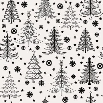 Seamless pattern of Christmas trees. Simple Christmas tree designs. Stock Illustration
