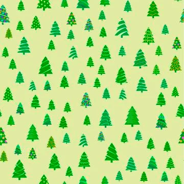 Seamless pattern with Christmas trees. Vector. Stock Illustration