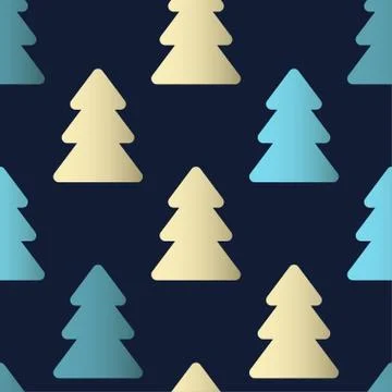Seamless pattern with christmas trees. Vector template suitable. Stock Illustration