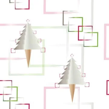 Seamless pattern with Christmas trees vector and abstract shapes 스톡 일러스트
