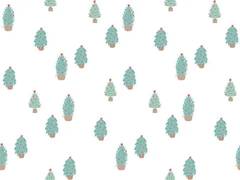 Seamless pattern with Christmas trees. Vector wallpaper in flat style. Illustrazione stock