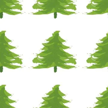 Seamless pattern with Christmas trees. Xmas tree hand drawn, template for new Stock Illustration