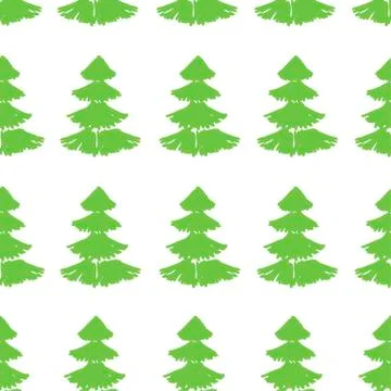 Seamless pattern with Christmas trees. Xmas tree hand drawn, template for new Stock Illustration