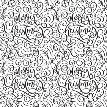 Seamless pattern for Christmas on a white background with flourish vector xmas Stock Illustration