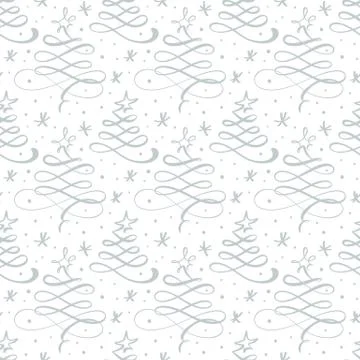 Seamless pattern for Christmas on a white background with doodle calligraphy Stock Illustration