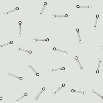 Seamless pattern chrome wrench tool cartoon vector Stock Illustration