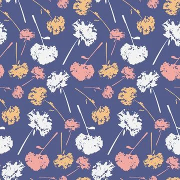 Seamless pattern with chrysanthemum, purple white pink color illustration Stock Illustration