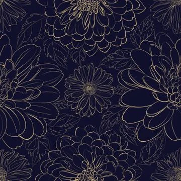 Seamless pattern from chrysanthemums Stock Illustration