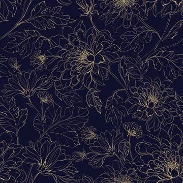 Seamless pattern from chrysanthemums Stock Illustration