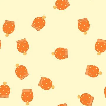 Seamless pattern chunky winter hat knit cartoon vector Illustrazione stock