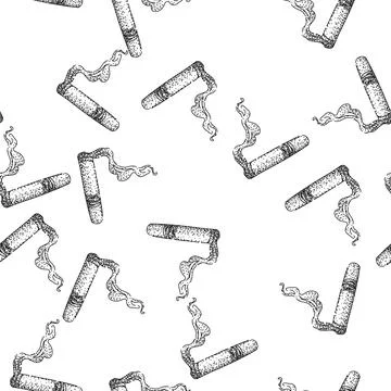 Seamless pattern Cigar smoking, emitting smoke, vintage style illustration Stock Illustration