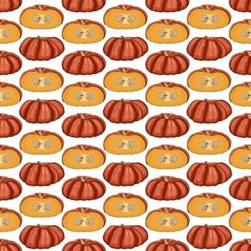 Seamless pattern with Cinderella pumpkin. Stock Illustration