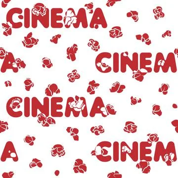 Seamless pattern with cinema and popcorn. Stock Illustration