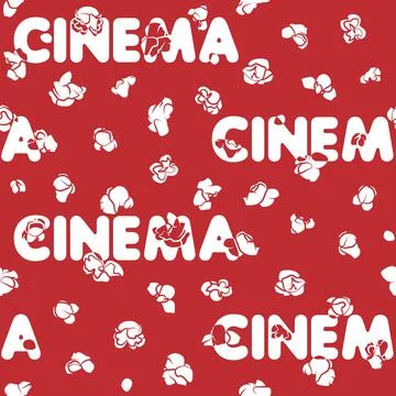 Seamless pattern with cinema and popcorn. Stock Illustration