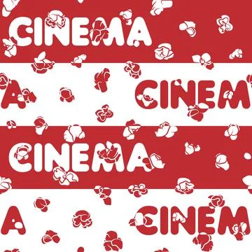 Seamless pattern with cinema and popcorn. Stock Illustration