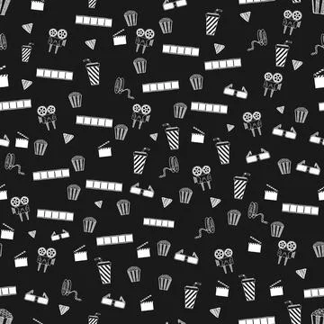 Seamless pattern cinema doodle Stock Illustration